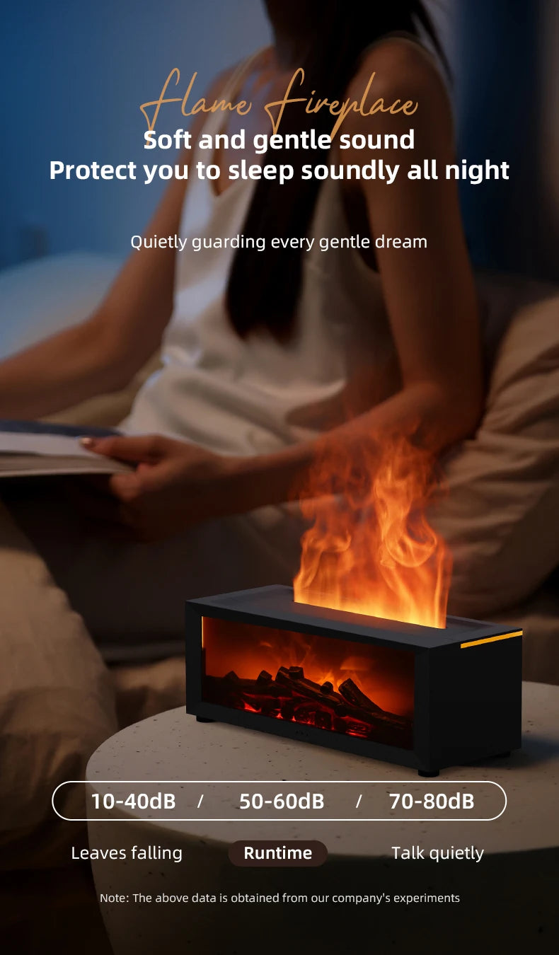 Fireplace Flame Humidifier – Simulated Aromatherapy & Ambient Light, USB Plug-In