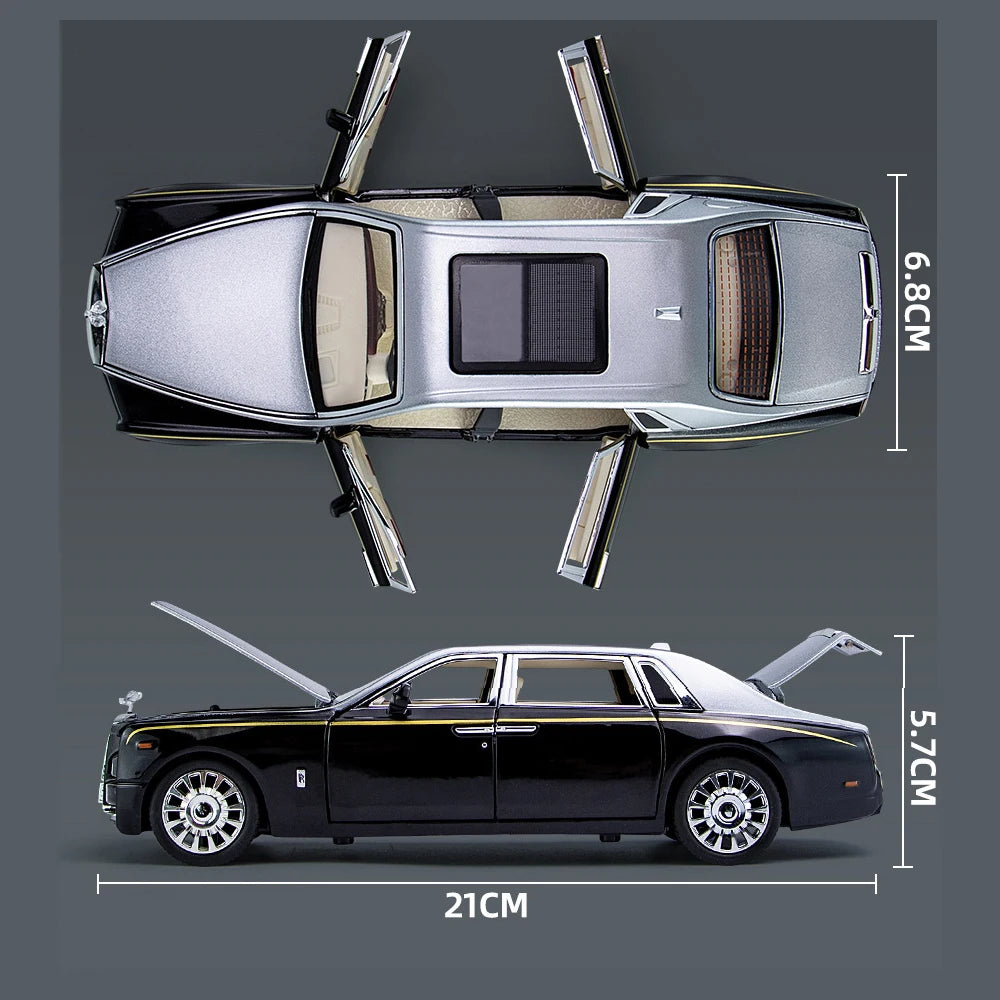 1:24 Rolls Royce Phantom Diecast Model Car – Pull Back Toy with Lights & Music