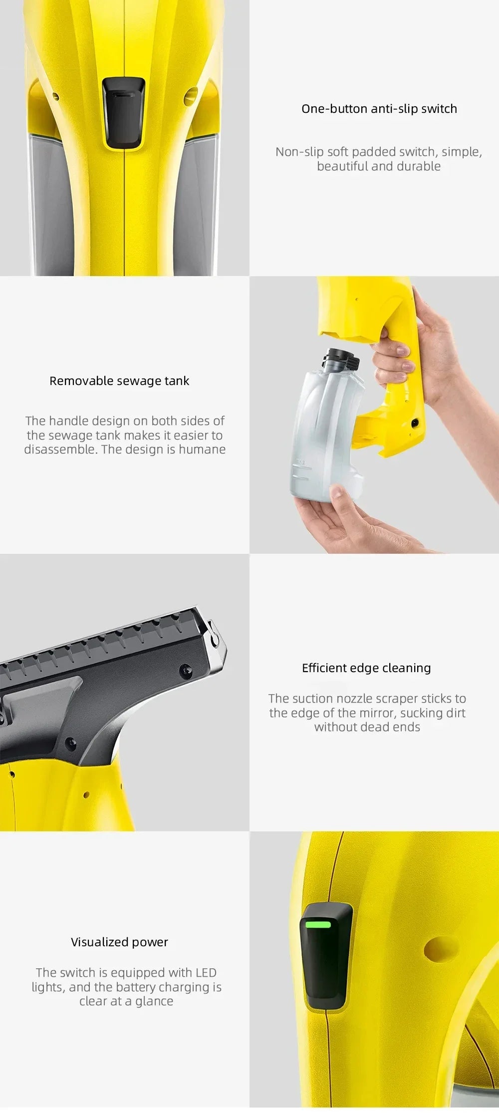 Karcher Wv1 Window Cleaner – Electric Glass Cleaning Tool With Strong Suction, Lightweight, Rechargeable, Multi-surface Use