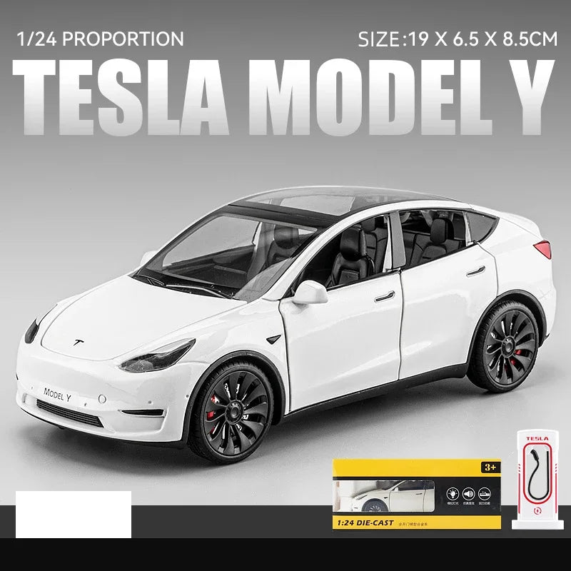1:24 Tesla Model Y, 3, S Diecast Car – Alloy Toy with Sound & Light