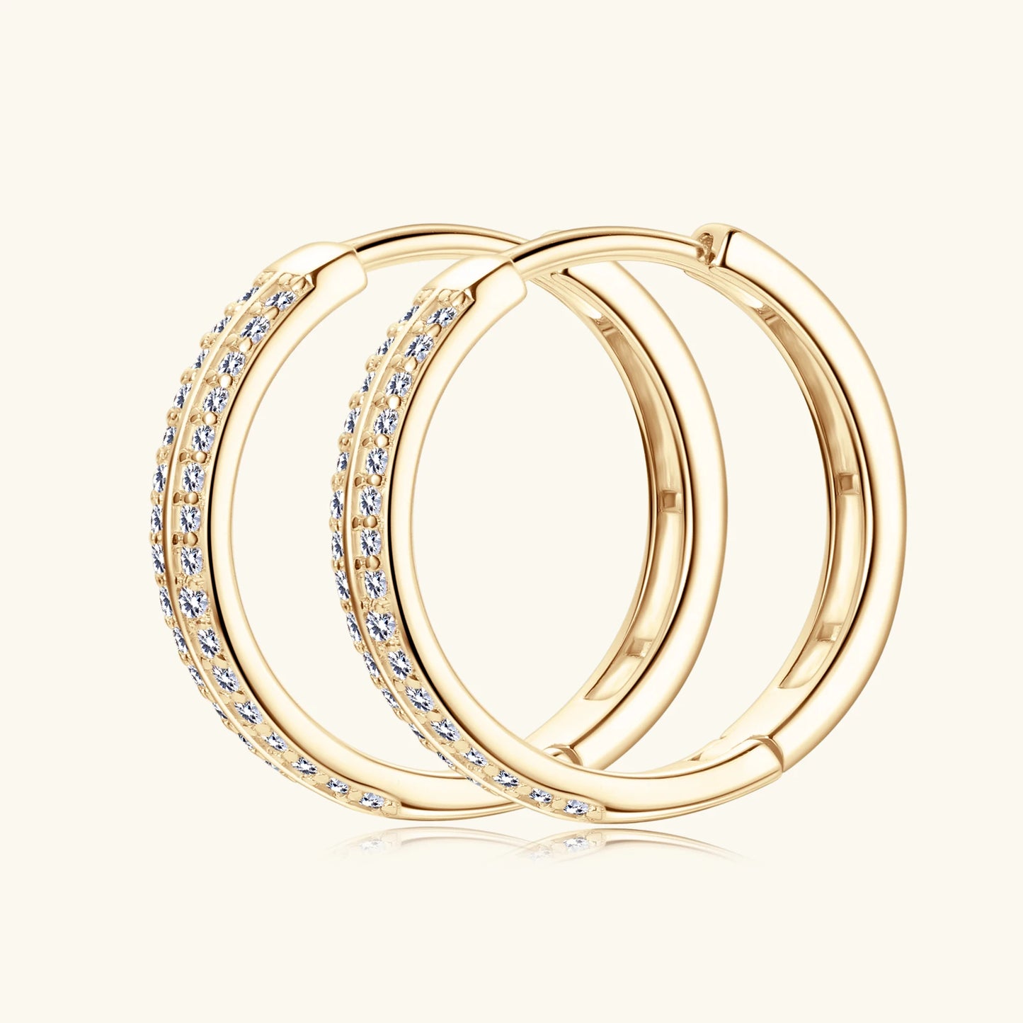 14K Gold Plated Moissanite Hoop Earrings – Real S925 Sterling Silver Fine Jewelry for Women
