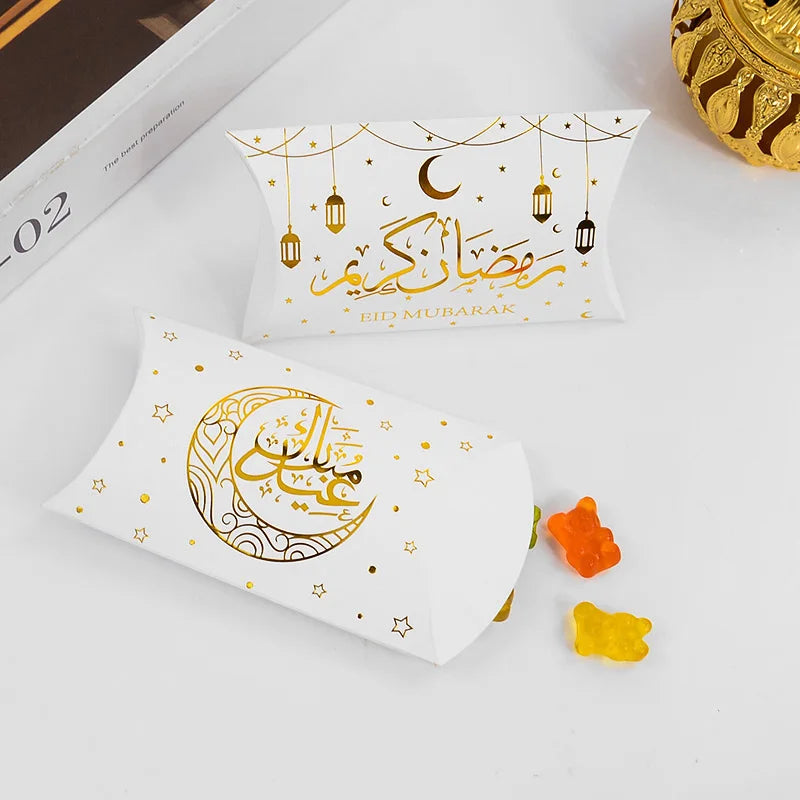 Eid Mubarak Candy Boxes - 10/20pcs Kraft Paper Gift Packing for Ramadan Kareem Party Supplies 2025