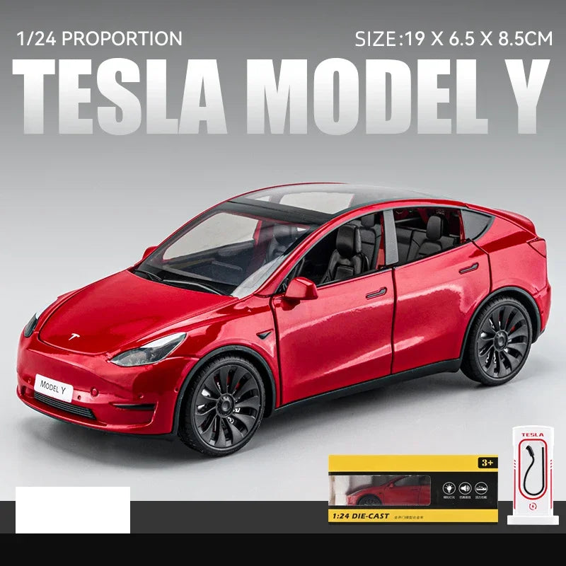 1:24 Tesla Model Y, 3, S Diecast Car – Alloy Toy with Sound & Light