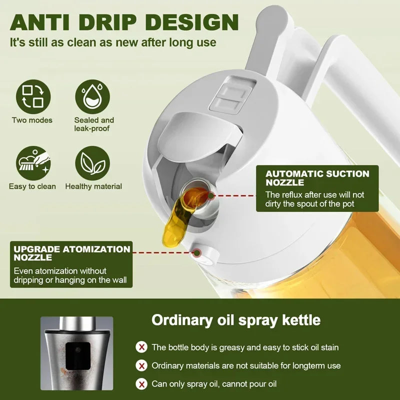 500ml Olive Oil Spray Bottle – Press-Type Dispenser for Cooking, BBQ & Baking