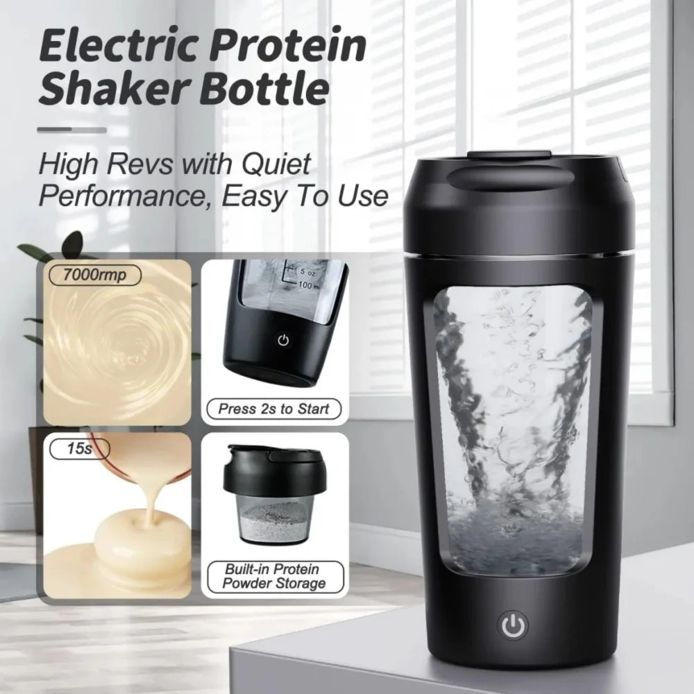 USB Electric Protein Shaker Bottle - 650ml Rechargeable Blender Cup for Fitness & Workout