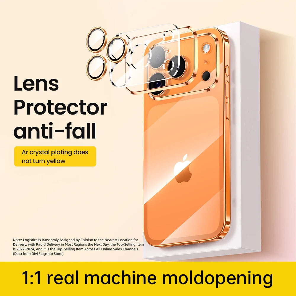 Clear Plating Case For Iphone 17 Pro & Pro Max – Shockproof Transparent TPU Cover With Lens Protector & Plating Bumper