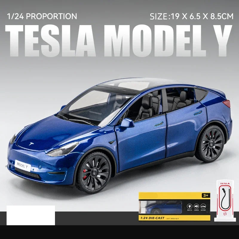 1:24 Tesla Model Y, 3, S Diecast Car – Alloy Toy with Sound & Light