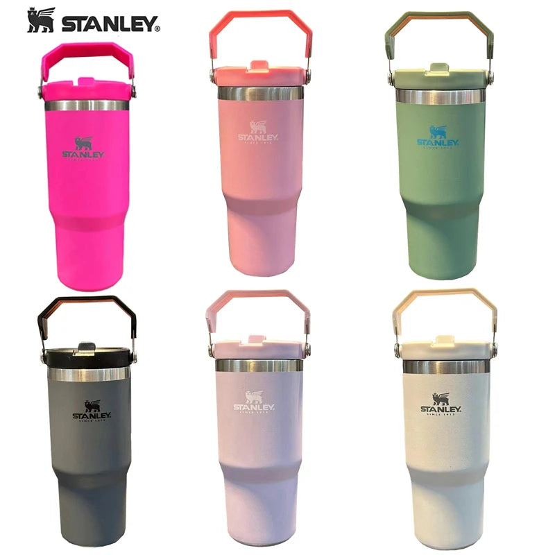 Stanley 30oz Leopard Tumbler with Handle & Straw – Stainless Steel Vacuum Insulated Coffee Cup