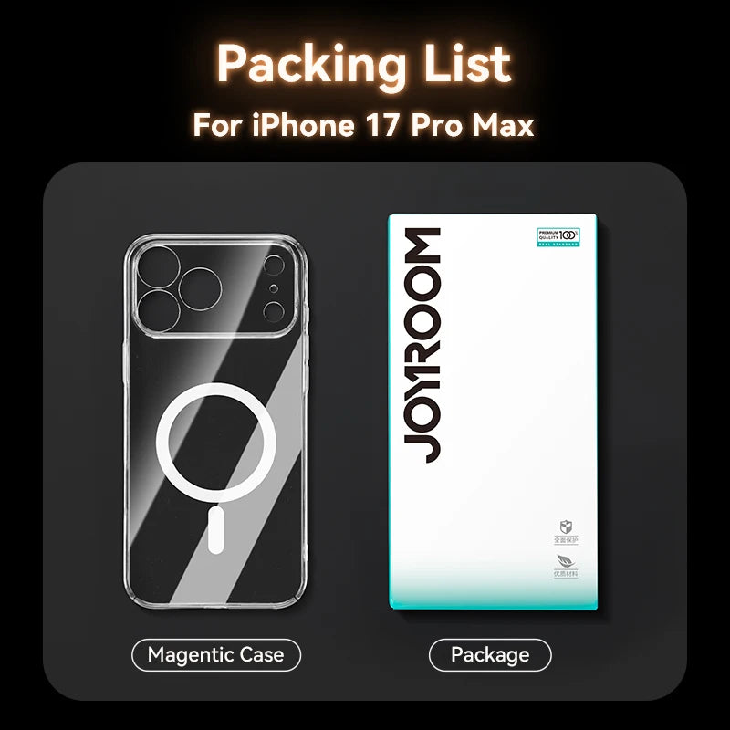 Magnetic Case For Iphone 17 16 Pro Max – Slim, Transparent, Wireless Charging Compatible