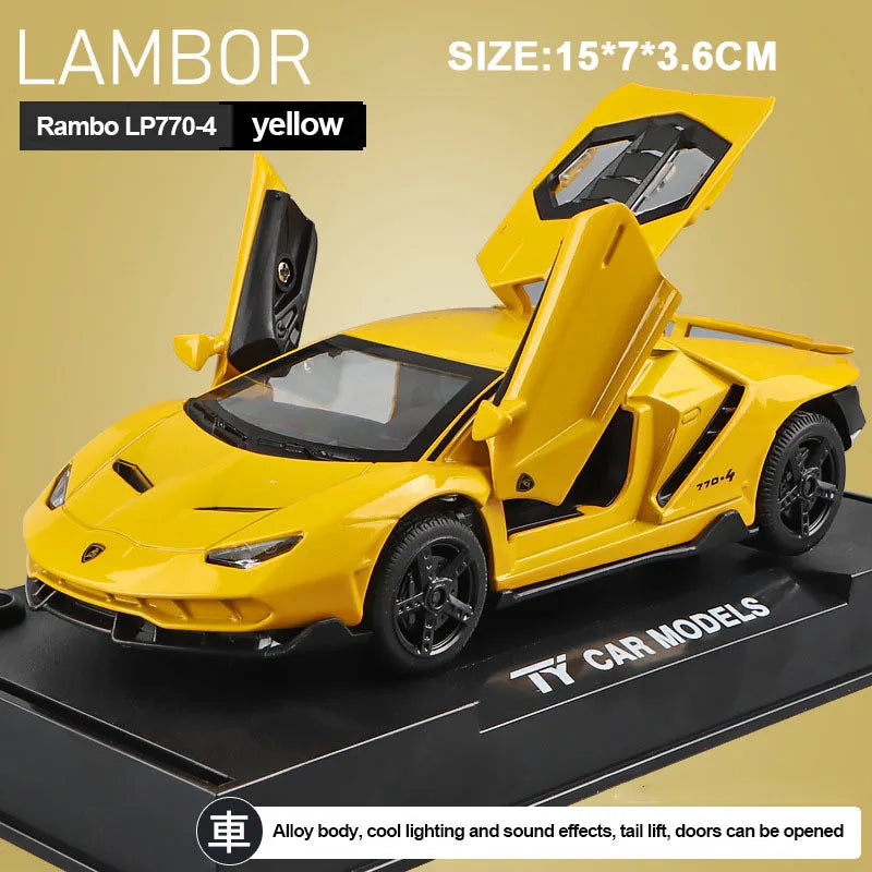 1/32 Lambor Lp770 Diecast Alloy Car Model – Pull Back, Light & Sound, Toys For Kids And Collectors
