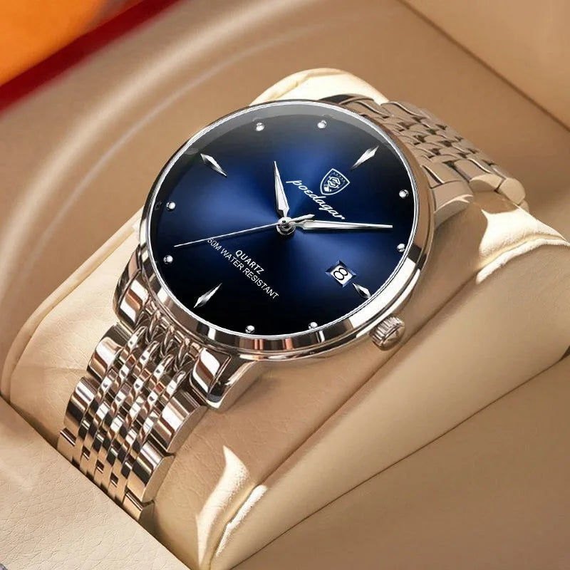 Men's Ultra-Thin Waterproof Quartz Watch – Luxury Luminous Stainless Steel Sports Watch