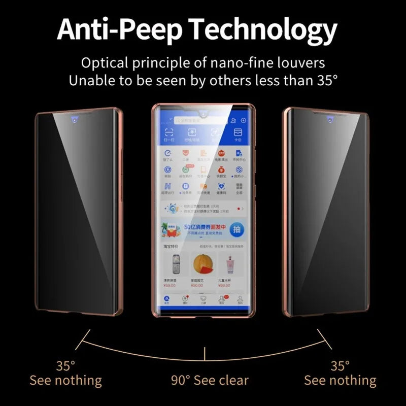 Double-Sided Privacy Glass Case for Samsung Galaxy S24, S23, S22, S21 Ultra Plus – Anti-Peeping & Camera Lens Protection