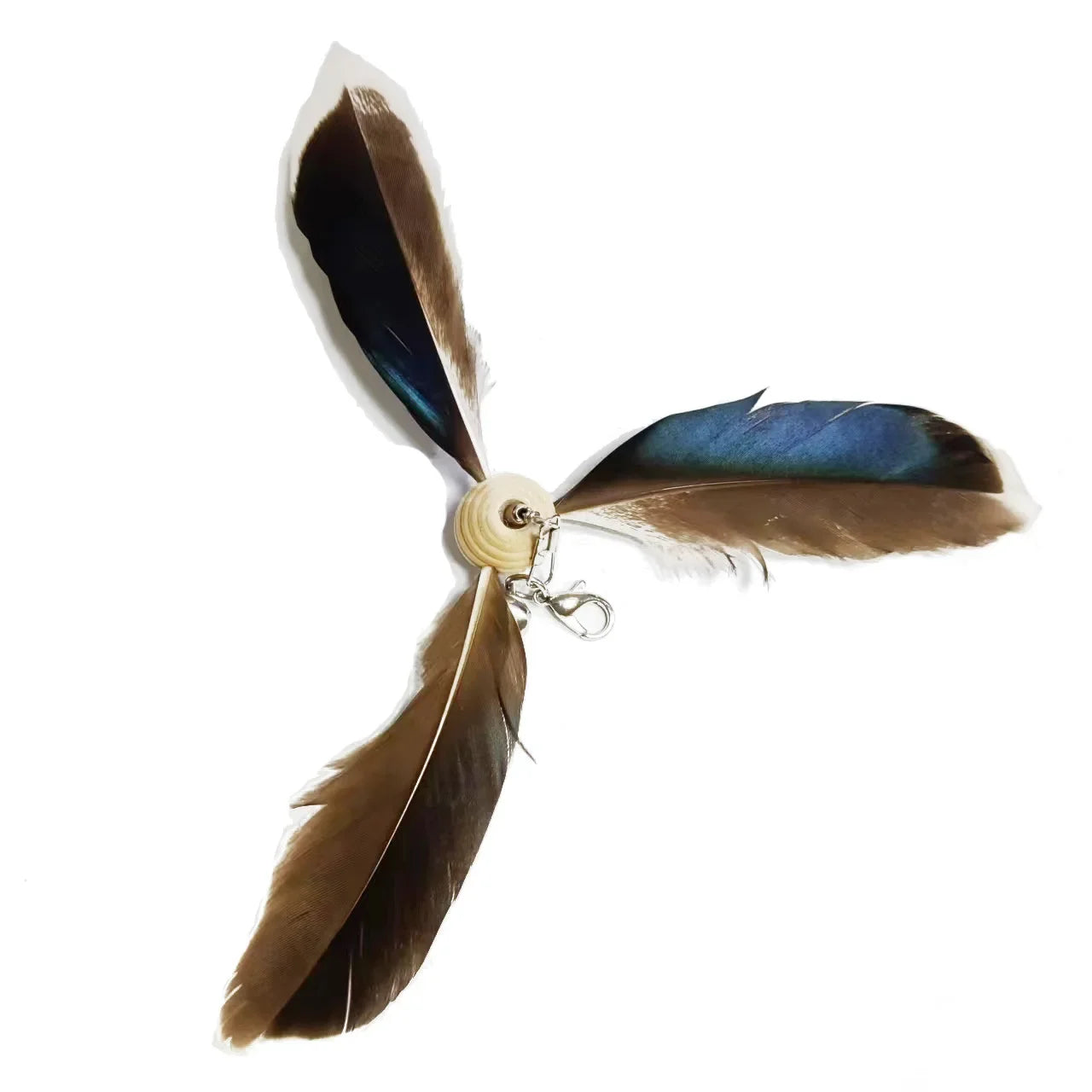 Natural Feather Cat Teaser Replacement Head – Bite-Resistant Toy with Bells