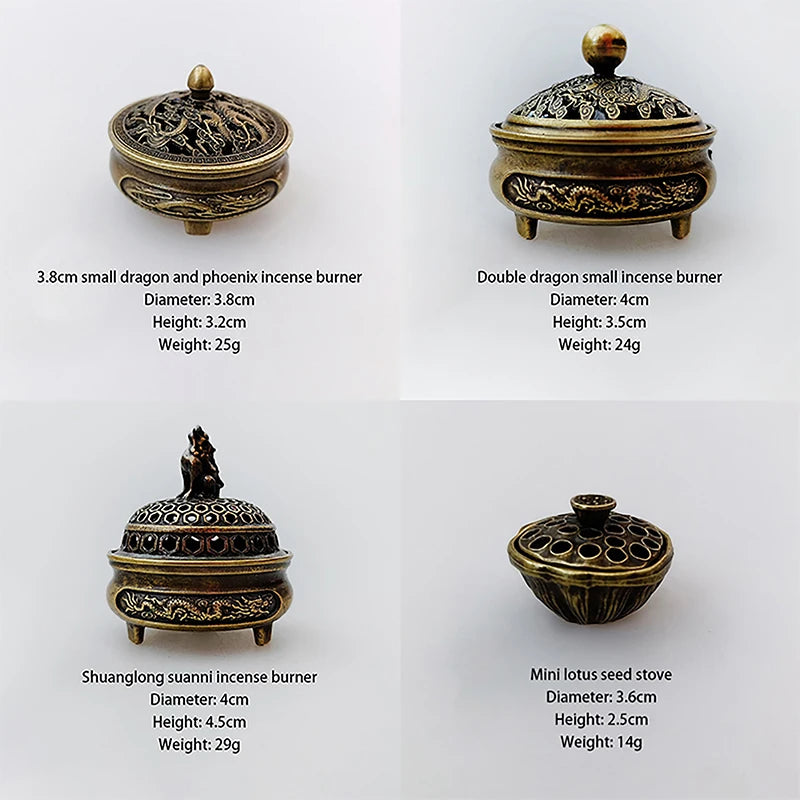 Lotus Flower Brass Incense Burner – Handmade Buddhist Incense Holder for Home & Office Decoration