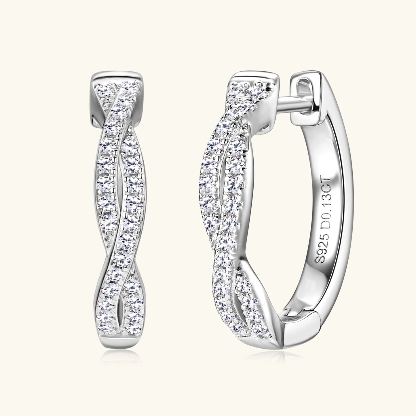 14K Gold Plated Moissanite Hoop Earrings – Real S925 Sterling Silver Fine Jewelry for Women