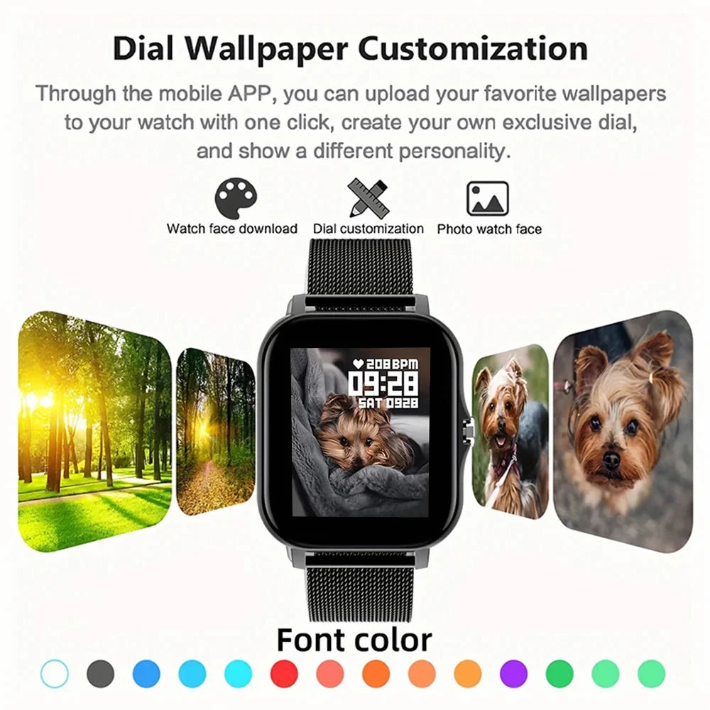2024 Smartwatch for Men & Women – Full Touch Screen, Fitness Tracker, BT Call, Waterproof Sports Watch