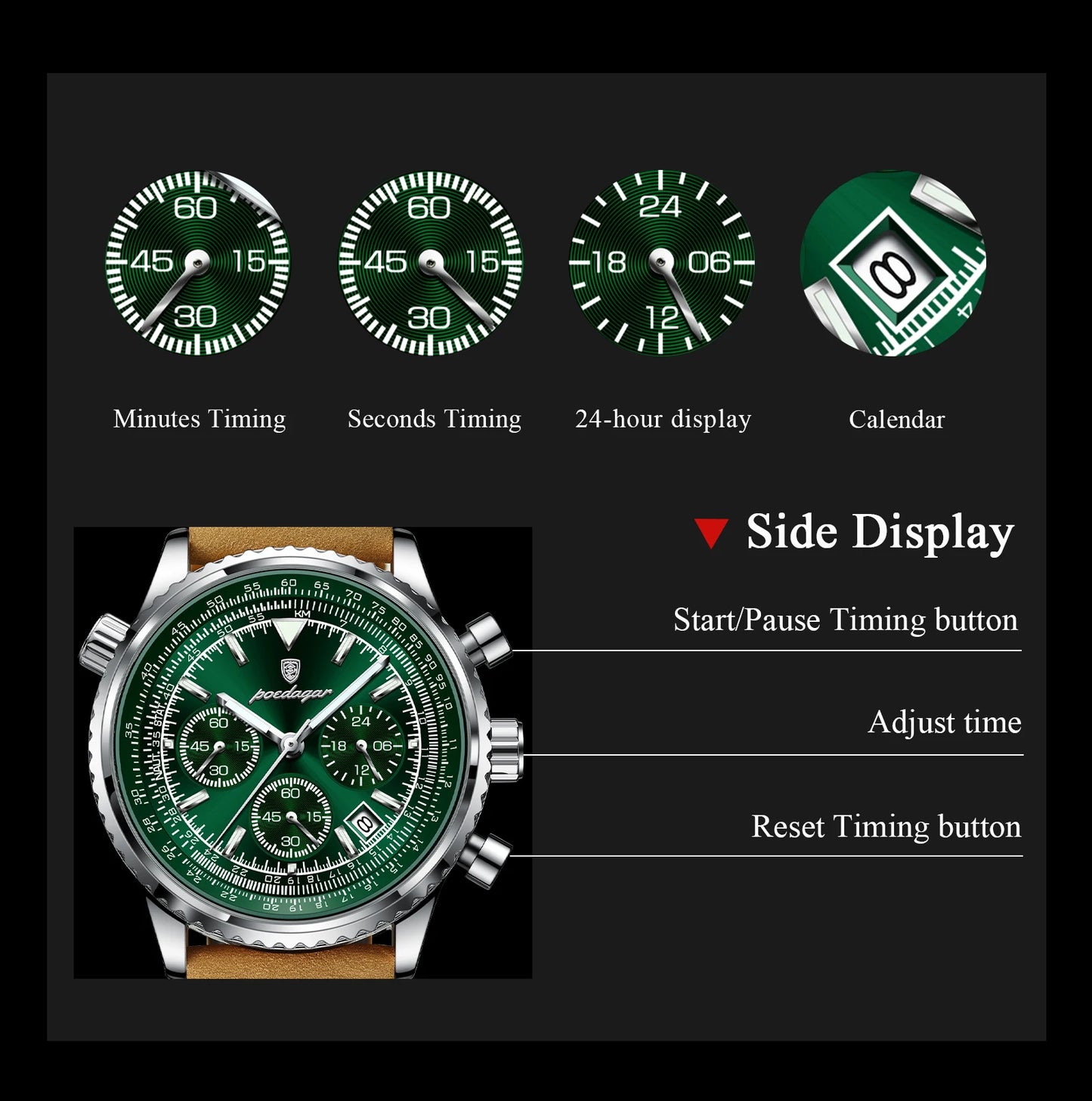 Luxury Waterproof Quartz Chronograph Watch for Men – Luminous Date & Military Style