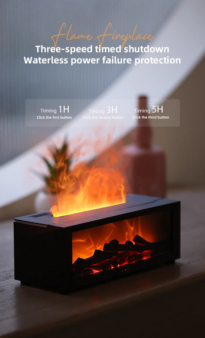 Fireplace Flame Humidifier – Simulated Aromatherapy & Ambient Light, USB Plug-In