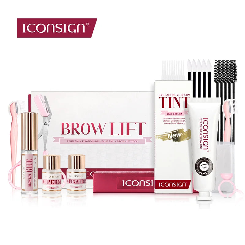 ICONSIGN Brow Lift & Lash Tint Kit Combo – Eyebrow Perm, Dye & Eye Makeup Tools