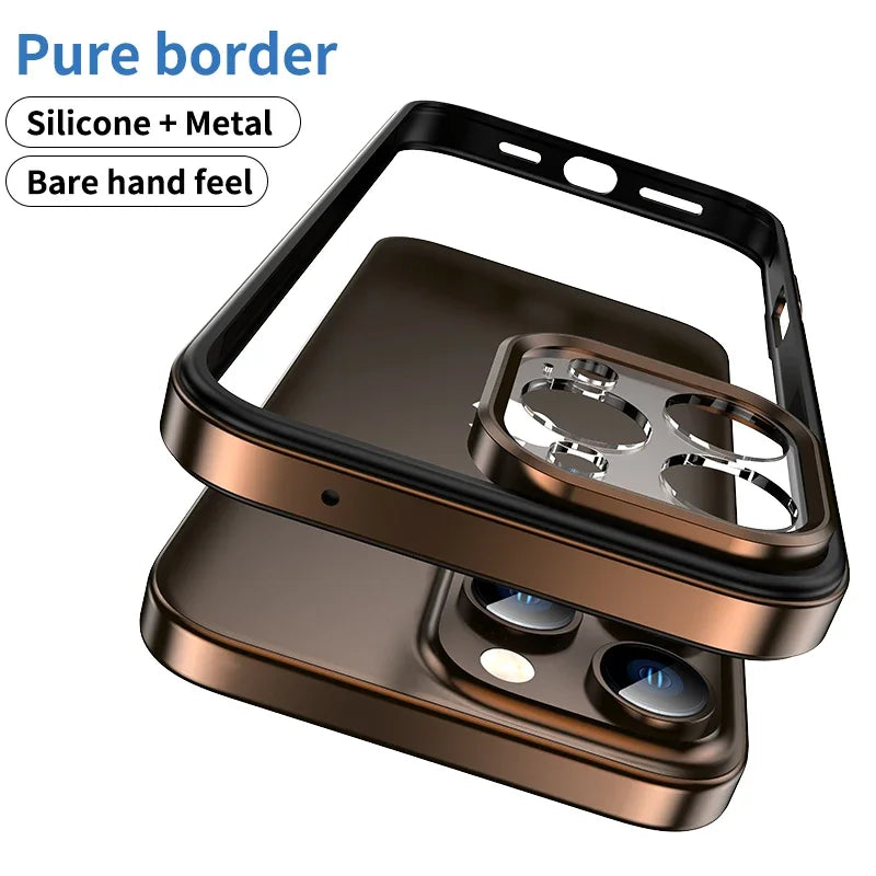 Metal Frame Bumper Case for iPhone 16/15 Pro Max - Shockproof Lens Protection
