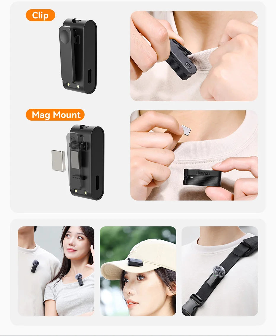 Ulanzi A100 Wireless Lavalier Microphone for iPhone & Camera