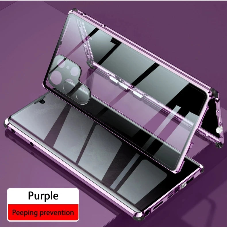 Double-Sided Privacy Glass Case for Samsung Galaxy S24, S23, S22, S21 Ultra Plus – Anti-Peeping & Camera Lens Protection