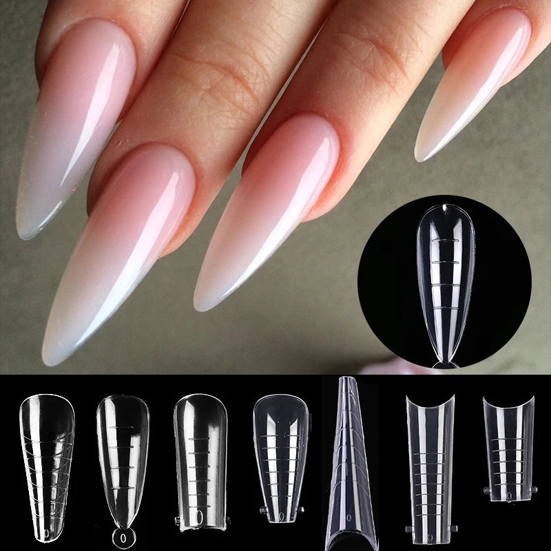 60-Piece Acrylic Press-On Nail Extension Kit – Reusable Gel Nail Forms & Full-Cover Tips