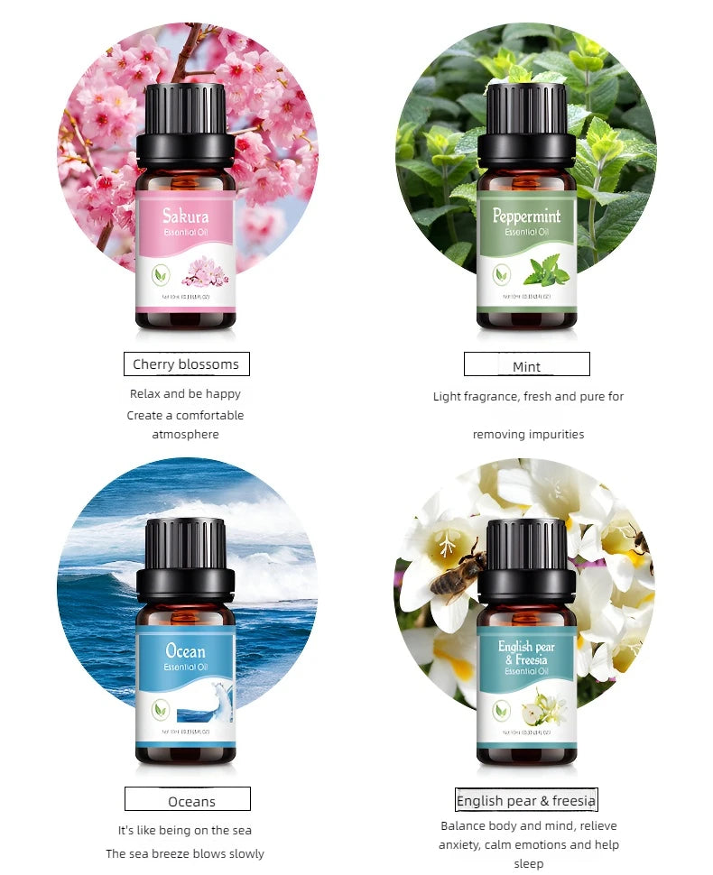 18 Fragrance Essential Oils Set - 10ml for Diffusers & Humidifiers