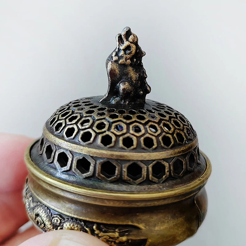 Lotus Flower Brass Incense Burner – Handmade Buddhist Incense Holder for Home & Office Decoration