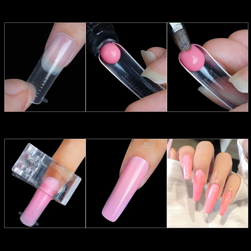 60-Piece Acrylic Press-On Nail Extension Kit – Reusable Gel Nail Forms & Full-Cover Tips