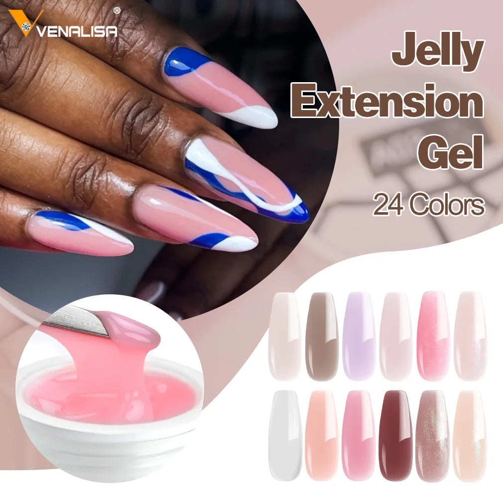 Venalisa CANNI Jelly Builder Gel – 50ml Self-Leveling UV LED Nail Extension Gel