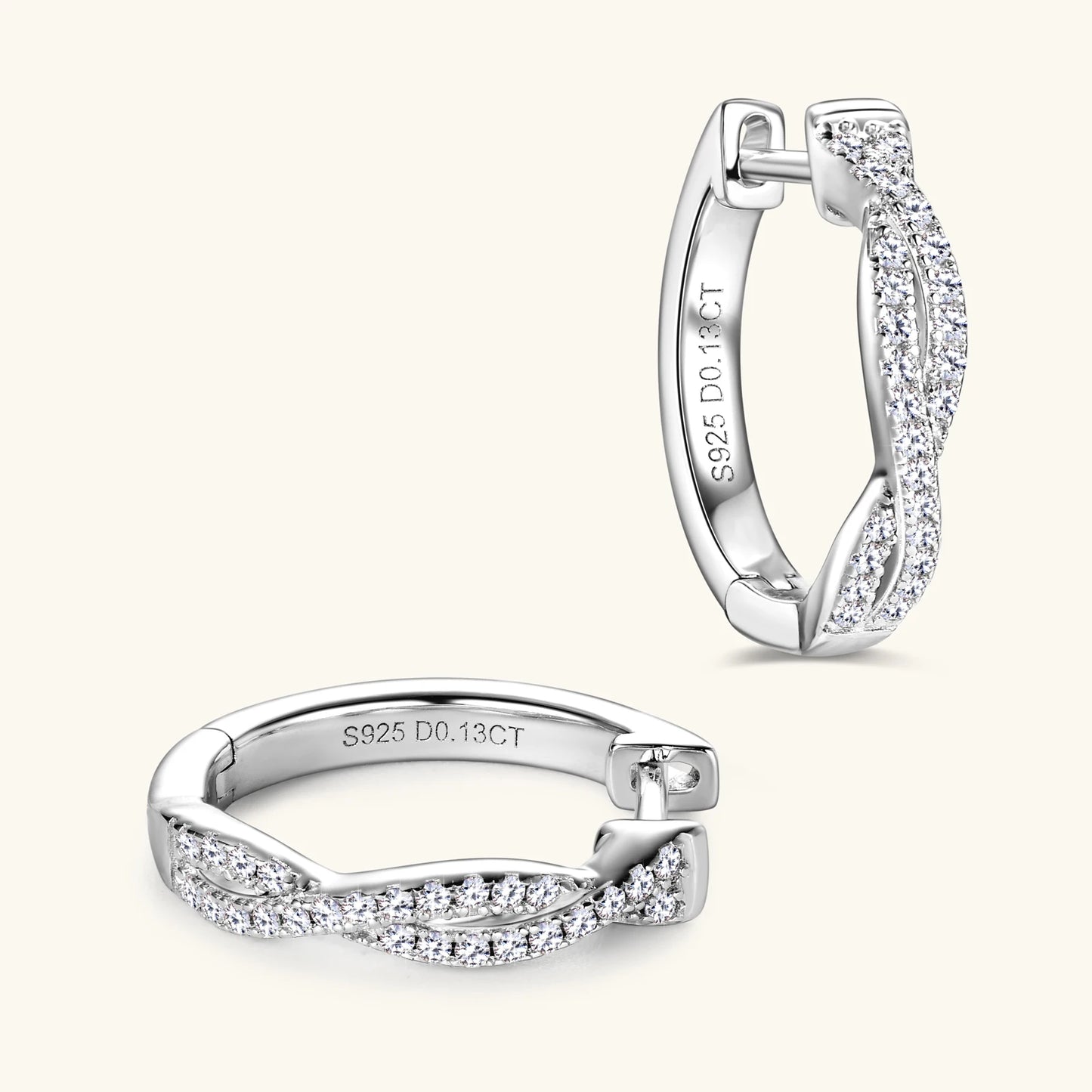 14K Gold Plated Moissanite Hoop Earrings – Real S925 Sterling Silver Fine Jewelry for Women