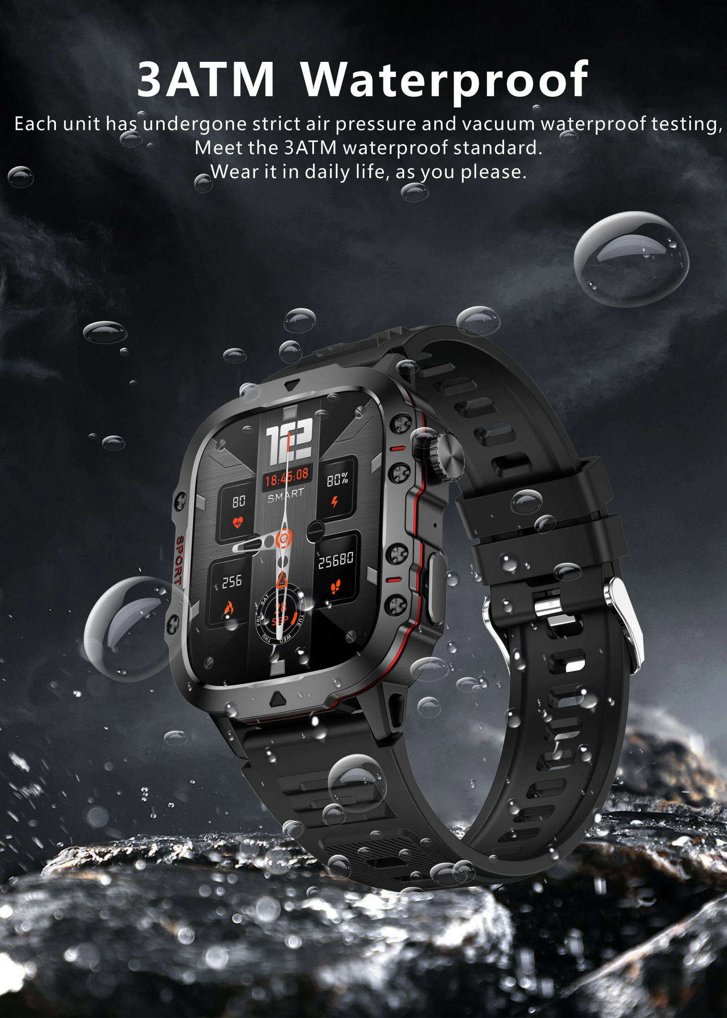 LIGE 1.96" Smart Watch Bluetooth Call & Voice Assistant | Waterproof Fitness Tracker for Men