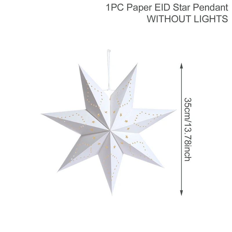 Eid Mubarak Hollow Star Pendant – Ramadan Home Decor 2025