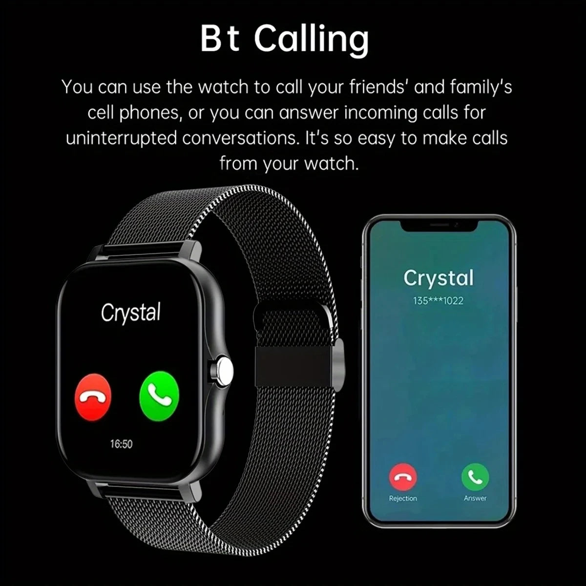 2024 Smartwatch for Men & Women – Full Touch Screen, Fitness Tracker, BT Call, Waterproof Sports Watch