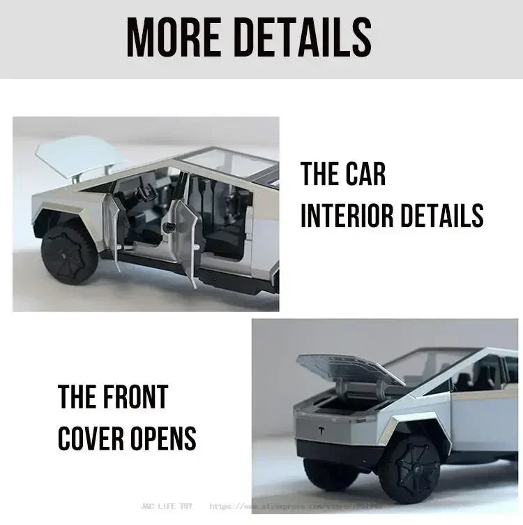 1:32 Tesla Cybertruck Diecast Alloy Model – Toy Pickup Truck for Kids
