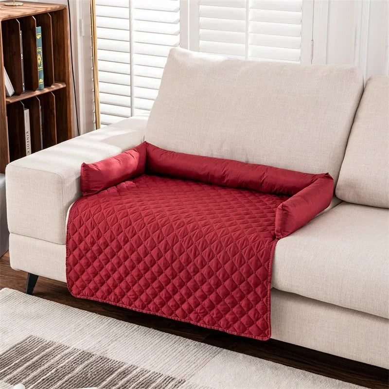 Waterproof Pet Bed Blanket with Neck Pillow - Washable Dog & Cat Sofa Cover
