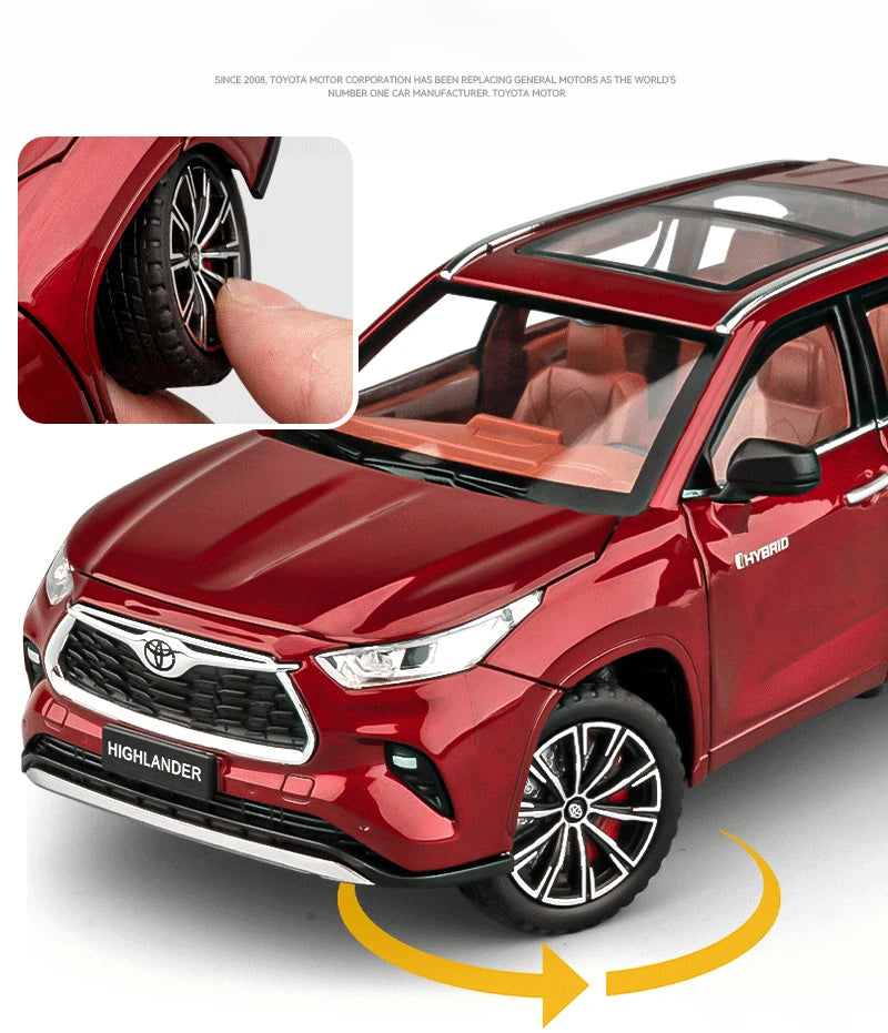 1:24 Highlander SUV Diecast Model – Alloy Toy Car with Sound & Light