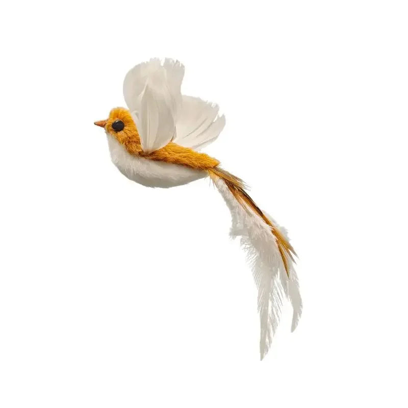 Natural Feather Cat Teaser Replacement Head – Bite-Resistant Toy with Bells
