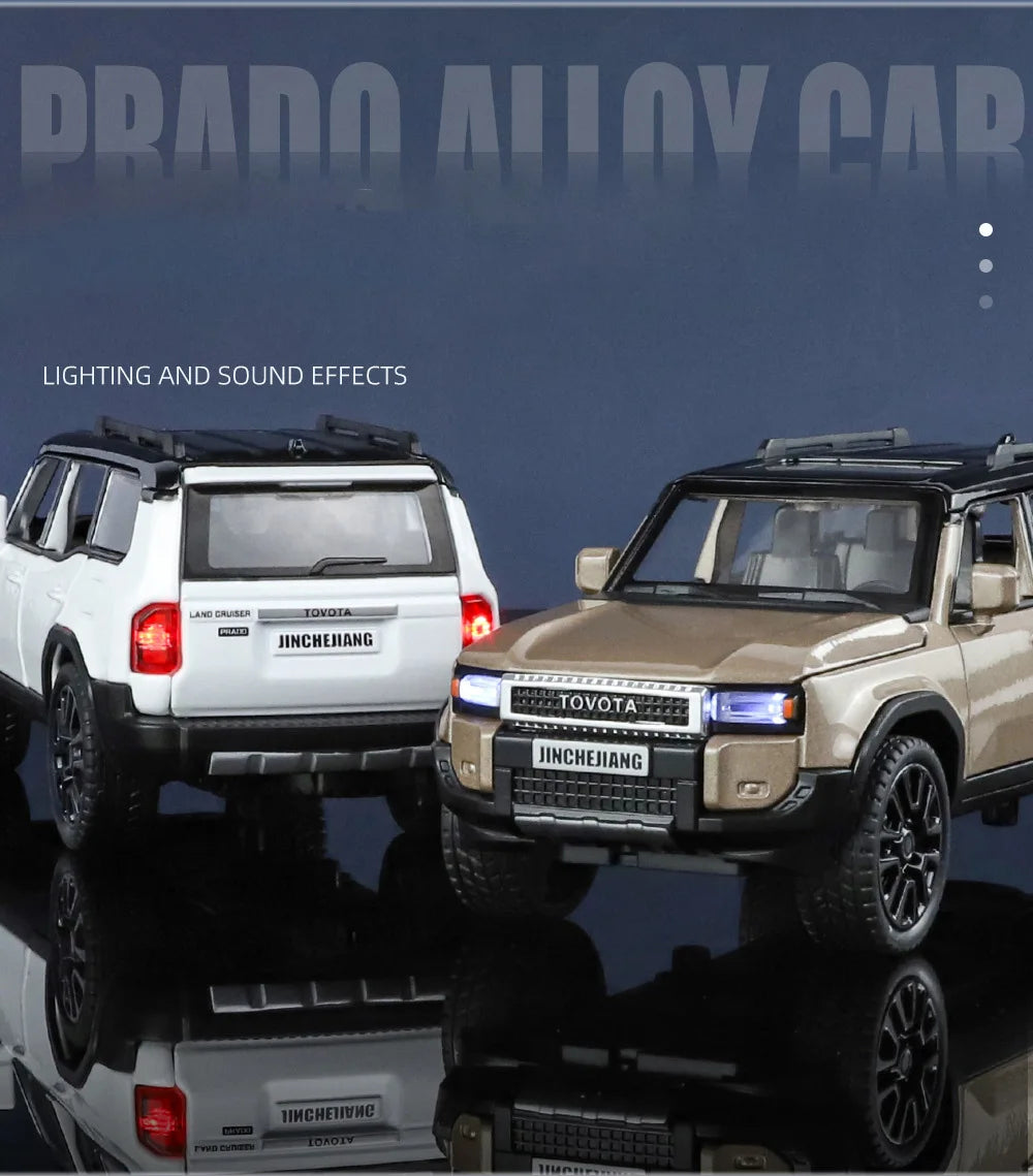 1:32 Toyota 2024 Prado Land Cruiser SUV Diecast Metal Car Toy with Sound & Light