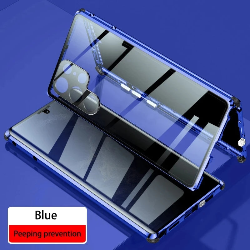 Double-Sided Privacy Glass Case for Samsung Galaxy S24, S23, S22, S21 Ultra Plus – Anti-Peeping & Camera Lens Protection