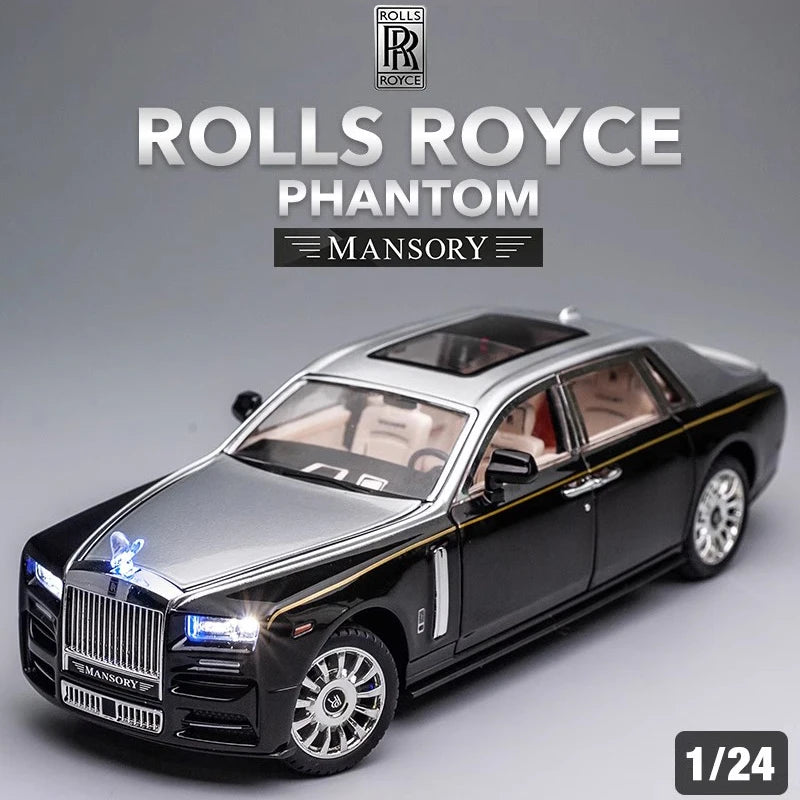 1:24 Rolls Royce Phantom Diecast Model Car – Pull Back Toy with Lights & Music