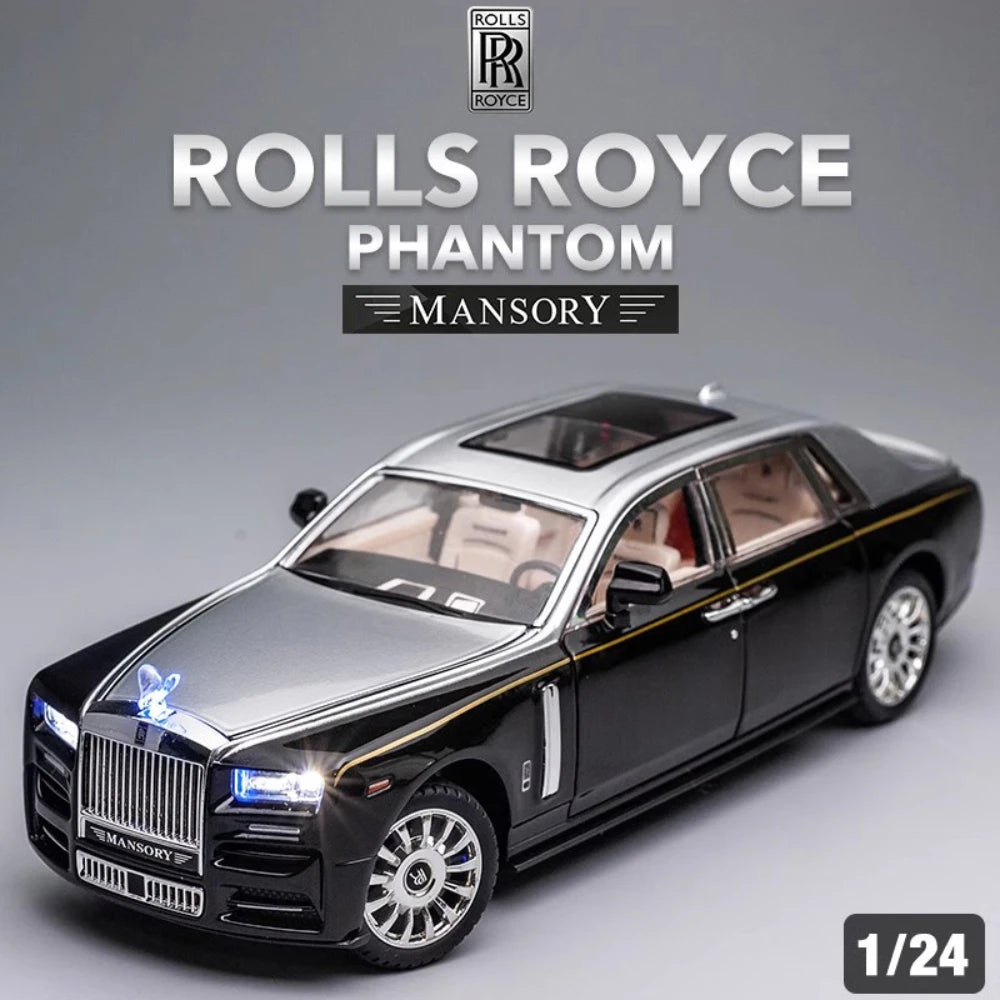 1:24 Rolls Royce Phantom Diecast Model Car – Pull Back Toy with Lights & Music