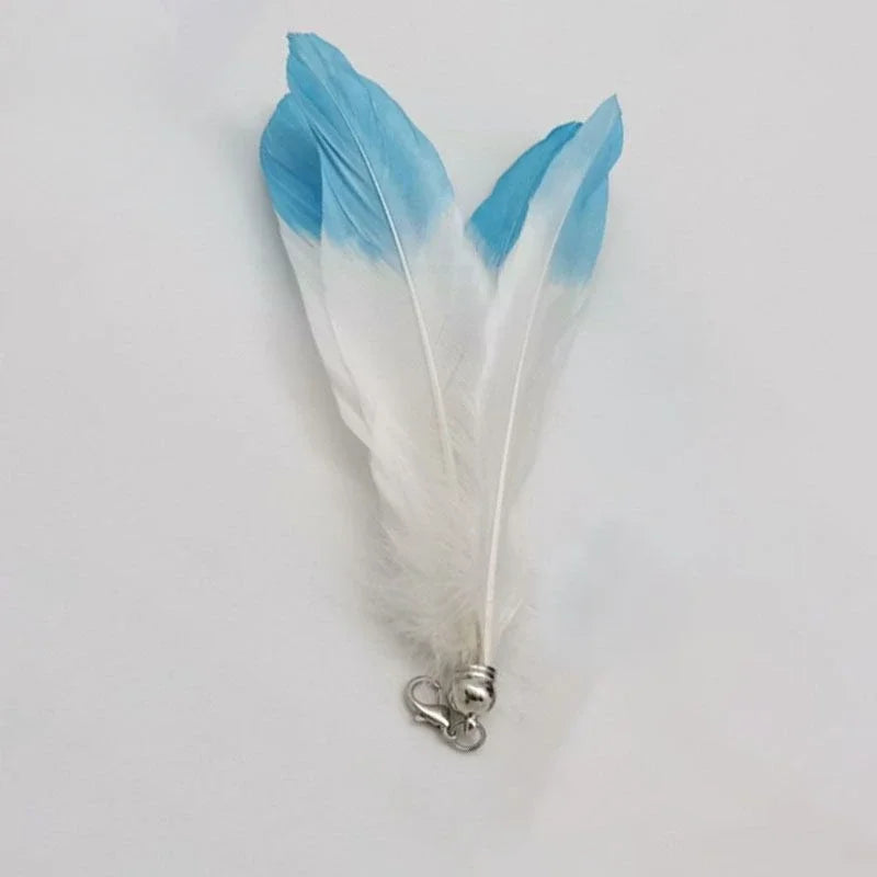 Natural Feather Cat Teaser Replacement Head – Bite-Resistant Toy with Bells