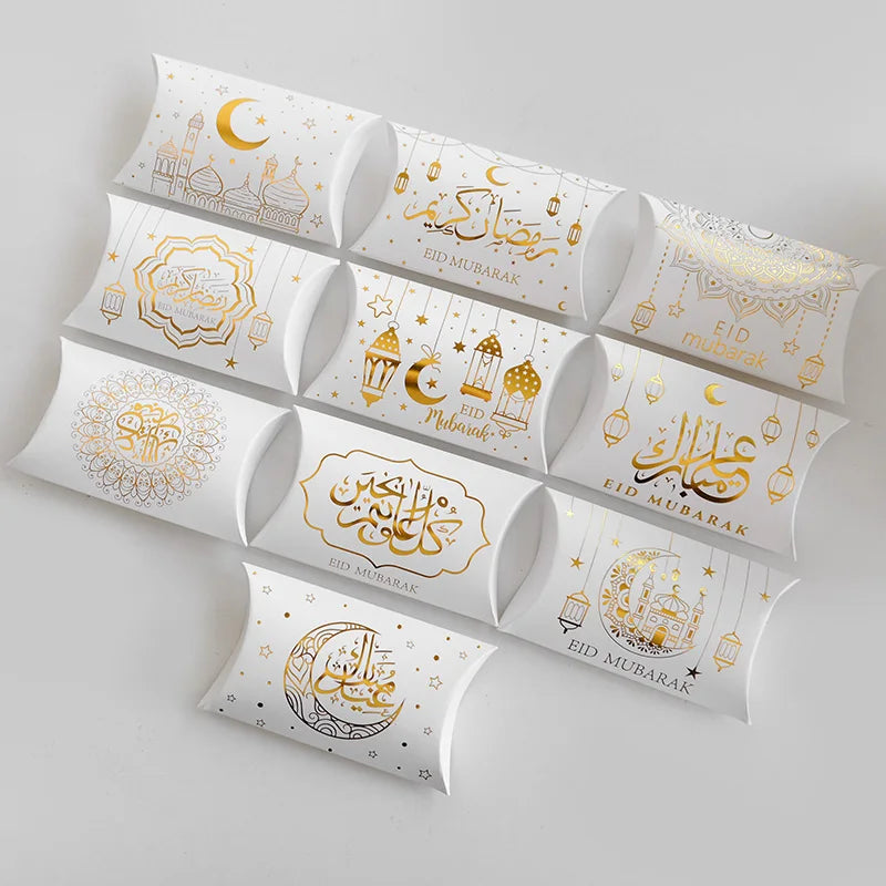 Eid Mubarak Candy Boxes - 10/20pcs Kraft Paper Gift Packing for Ramadan Kareem Party Supplies 2025