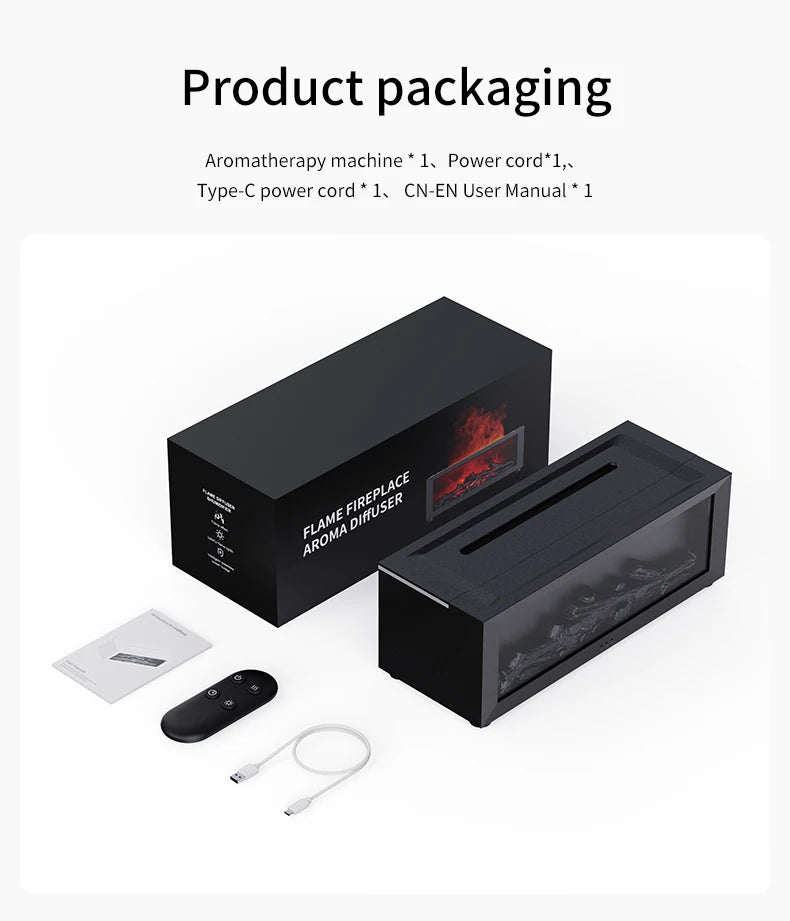 Fireplace Flame Humidifier – Simulated Aromatherapy & Ambient Light, USB Plug-In