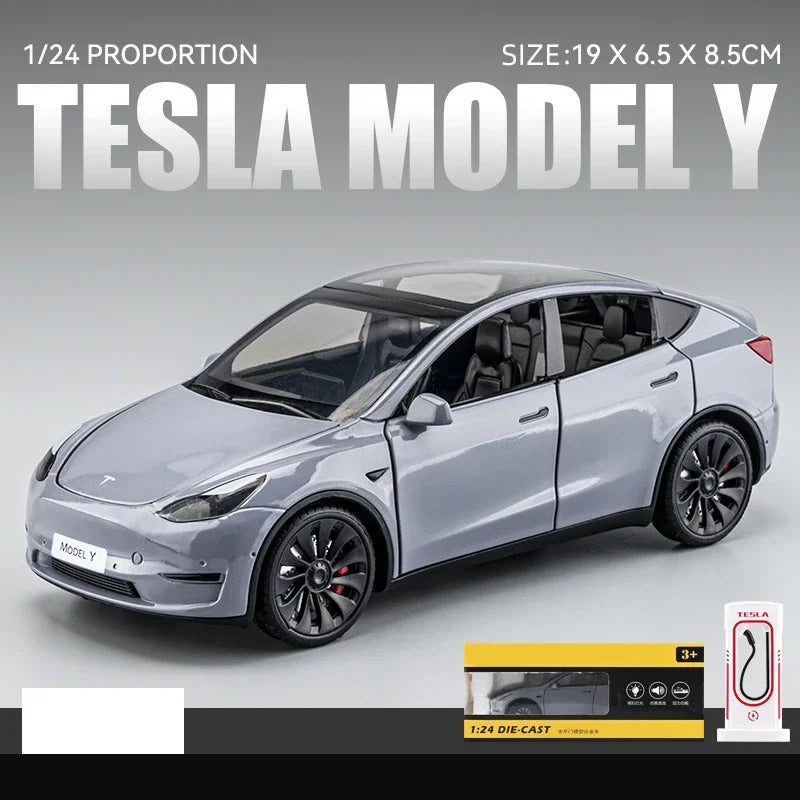 1:24 Tesla Model Y, 3, S Diecast Car – Alloy Toy with Sound & Light