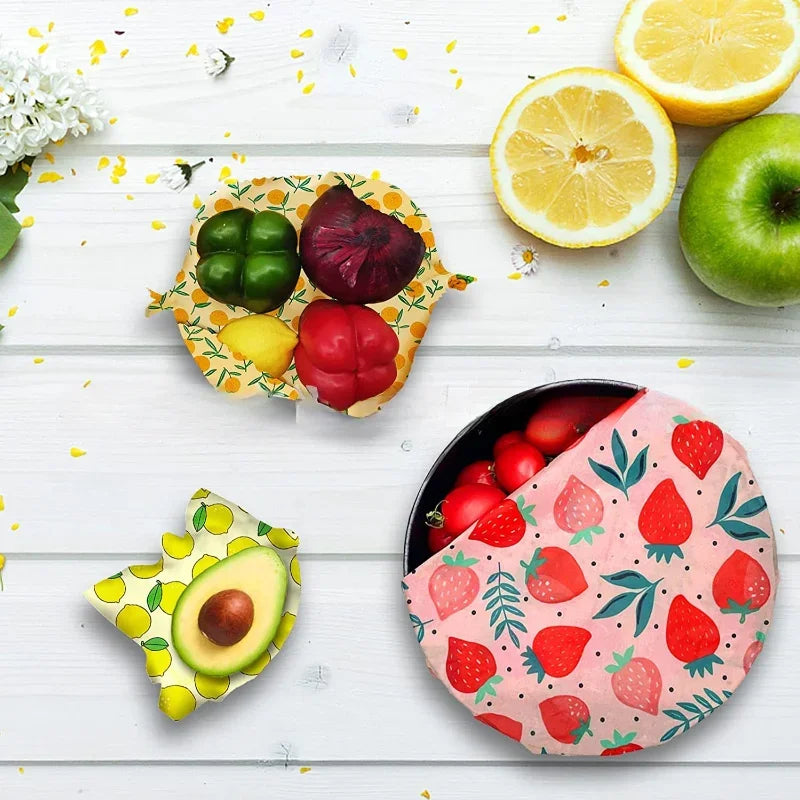 Reusable Beeswax Wraps – Eco-Friendly Organic Food Fresh Wraps for Sustainable Kitchen Storage