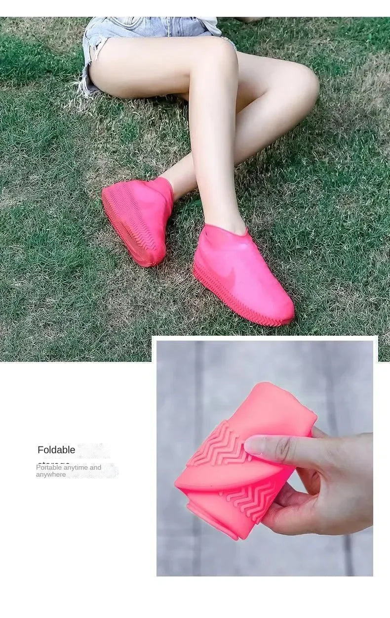 Silicone Waterproof Shoe Covers - Slip-Resistant Rubber Overshoes for Rainy Days