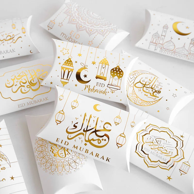 Eid Mubarak Candy Boxes - 10/20pcs Kraft Paper Gift Packing for Ramadan Kareem Party Supplies 2025